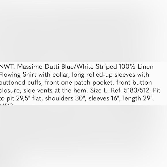 Massimo Dutti Blue/White Striped 100% Linen Flowing Shirt. Size L. - Picture 10 of 10